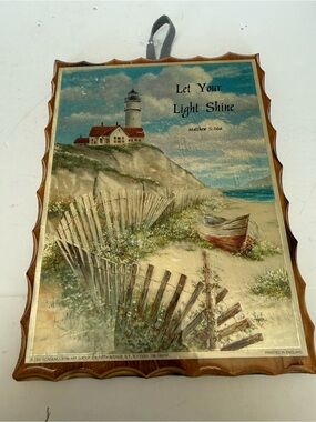 1997 Scafa Modern Art  "Let Your Light Shine" Beach House Lighthouse Lake Calif